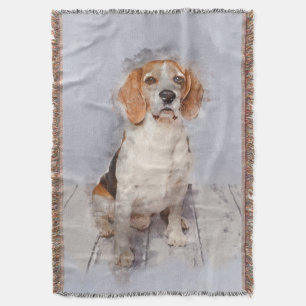 Niedliches Beaglewatercolor-Porträt Decke