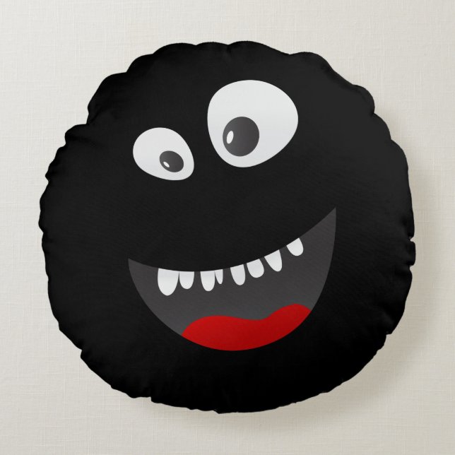 Niedliches Beängstigendes Schwarzmonster Rundes Kissen (Vorderseite)