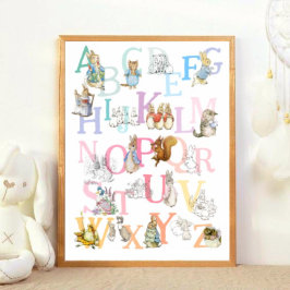 Niedliches Beatrix Potter Alphabet Kinderzimmer Poster