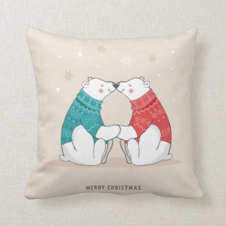 Niedliches beige Weihnachtspolare Bären Kissen