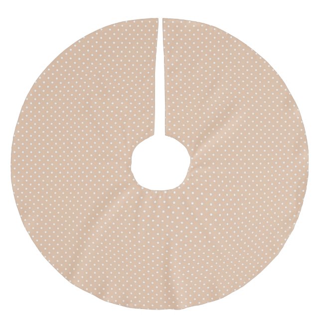 Niedliches Beige-Weiß-Polka-Dot-Muster Polyester Weihnachtsbaumdecke (Vorderseite)