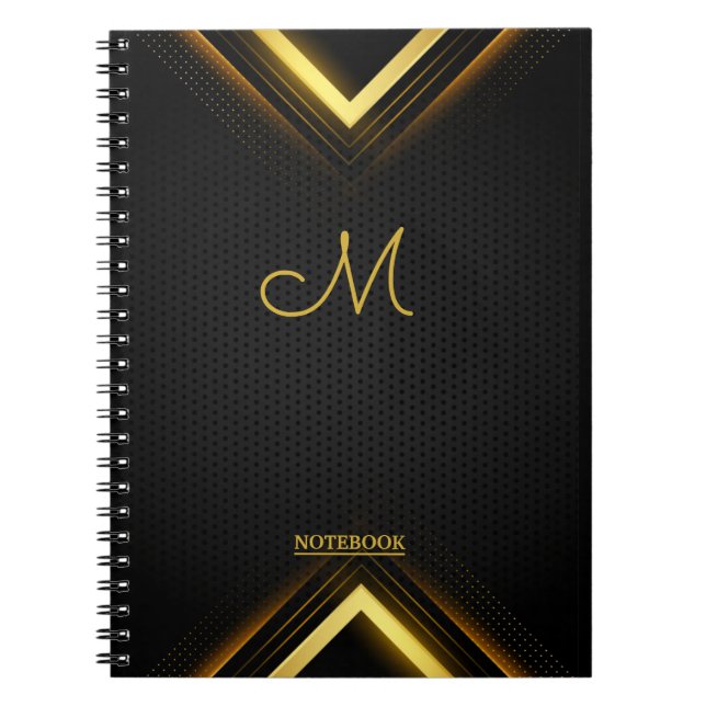 Niedliches Berufliches Monogram Black & Gold Noteb Notizblock (Vorderseite)