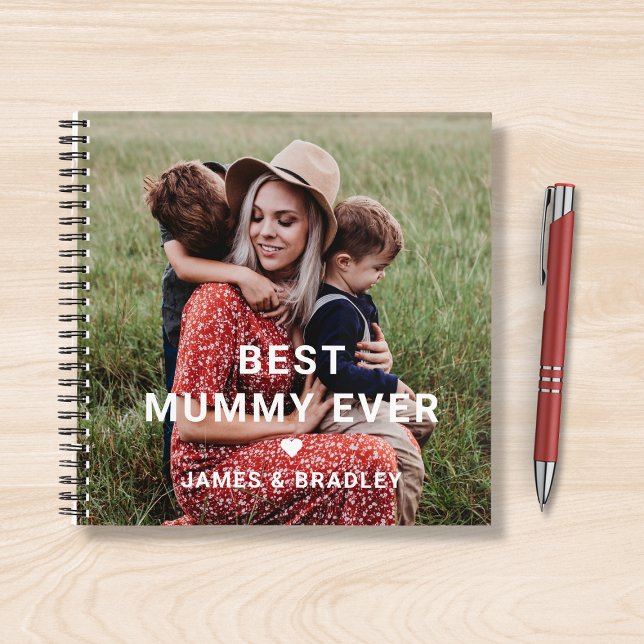 Niedliches Best Mummy Ever Heart Mother Day Foto Notizbuch (Von Creator hochgeladen)