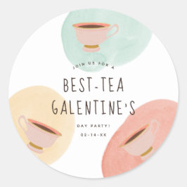 Niedliches Best Teas Galentine's Day Party Runder Aufkleber