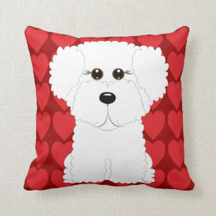 Niedliches Bichon Frise und Herzenthrow-Kissen Kissen