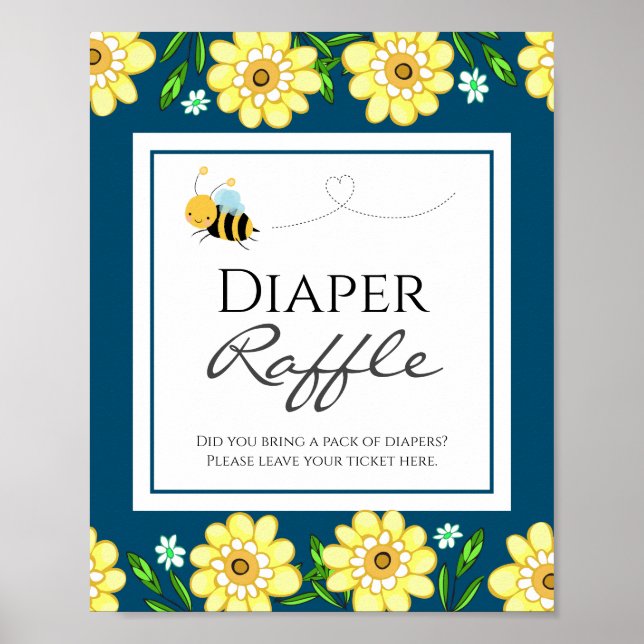 Niedliches BienenBaby Dusche Windeln Raffle Party  Poster (Vorne)