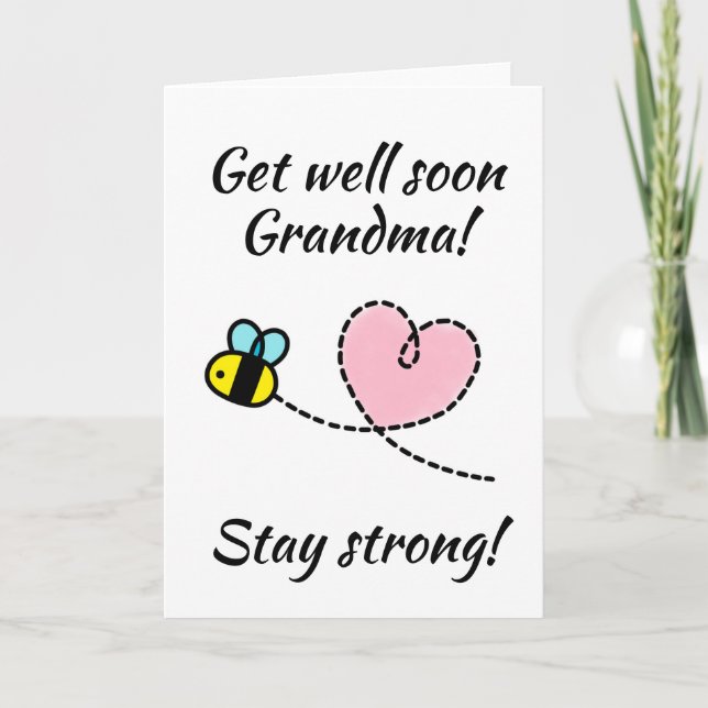 Niedliches Bienenherz 'Get Well soon' Karte (Vorderseite)