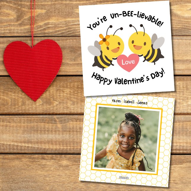 Niedliches Bienenklassenzimmer Foto Valentinstag Feiertagskarte (Von Creator hochgeladen)