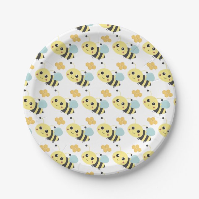 Niedliches Bienenmuster Adorable Bienenschaum-Part Pappteller (Vorderseite)