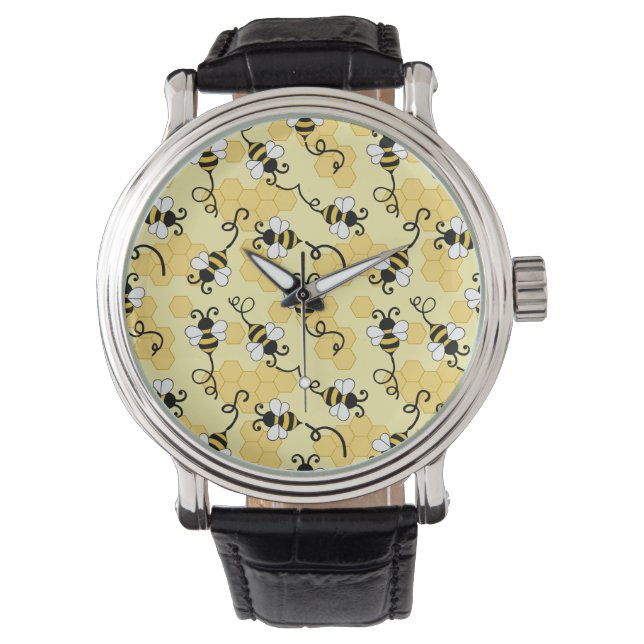 Niedliches Bienenmuster Armbanduhr (Vorderseite)