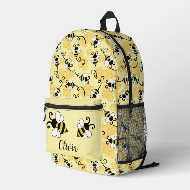 Niedliches Bienenmuster Bedruckter Rucksack (Rückseitige Ecke Rechts)