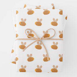 Niedliches Bienenmuster. Gelbe Tierchen Geschenkpapier Set