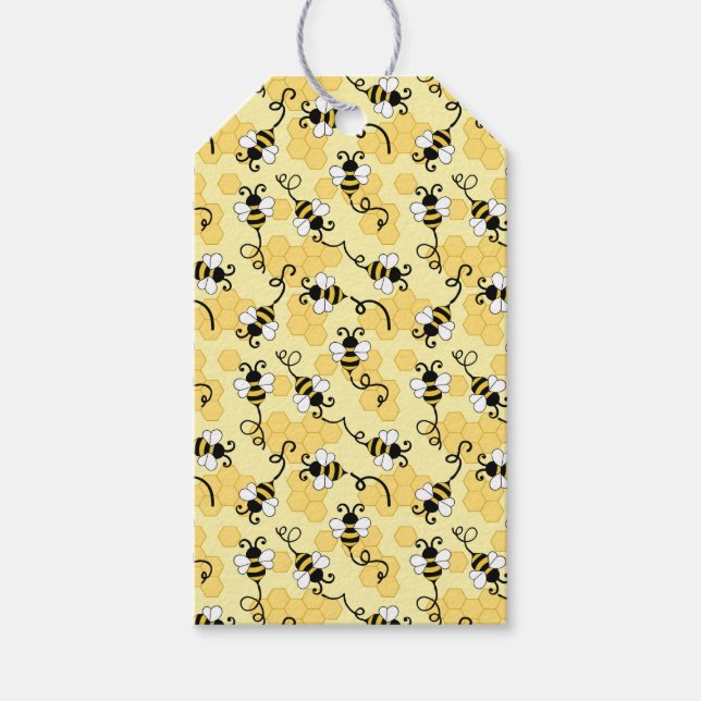 Niedliches Bienenmuster Geschenkanhänger (Vorderseite)