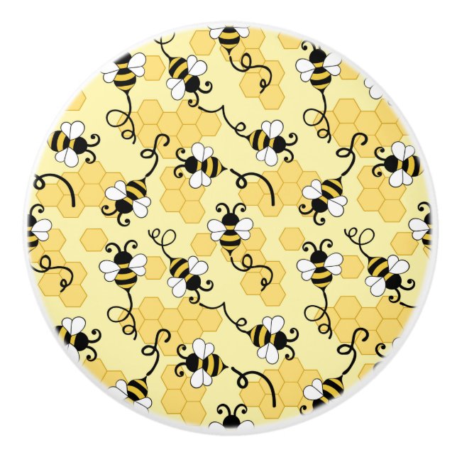 Niedliches Bienenmuster Keramikknauf (Vorderseite)