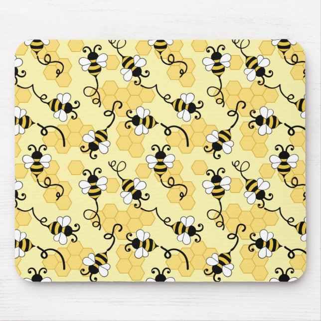 Niedliches Bienenmuster Mousepad (Vorne)