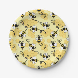 Niedliches Bienenmuster Pappteller