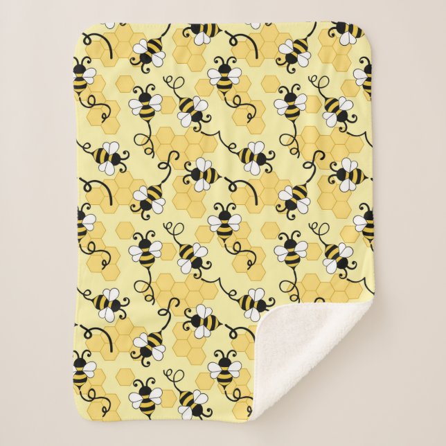 Niedliches Bienenmuster Sherpadecke (Vorderseite)