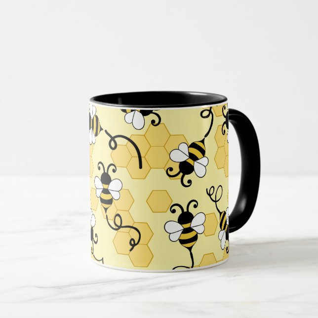 Niedliches Bienenmuster Tasse (VorderseiteRechts)