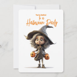 Niedliches Big-Eye-Hexe-Halloween-Party Einladung