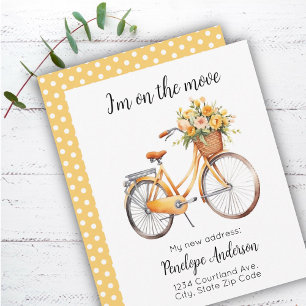 Niedliches Bike mit Blume Neue Adresse Mitteilungskarte