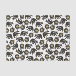 Niedliches Black and Gold Polar Bär Muster Weihnac Seidenpapier