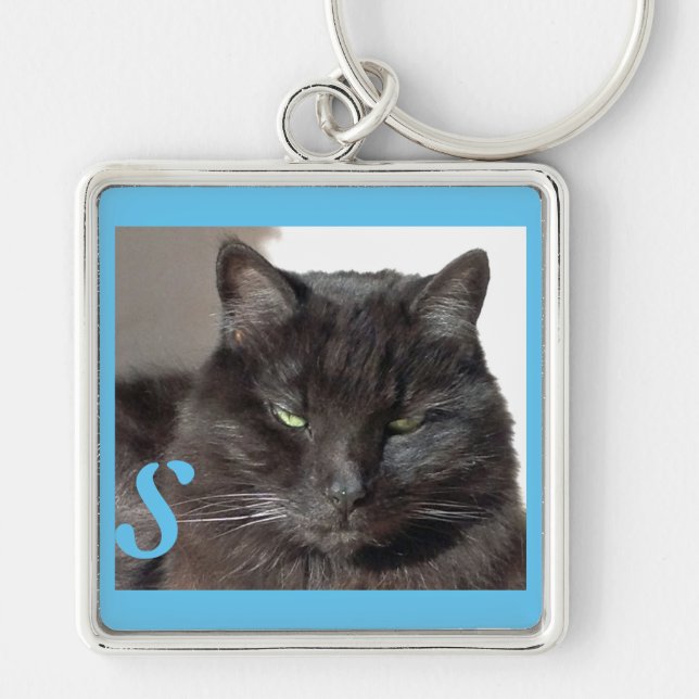 Niedliches Black Cat Foto Türkisch Personalisiert Schlüsselanhänger (Vorne)