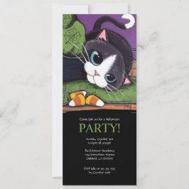 Niedliches Black Cat Halloween-Party Einladung