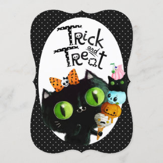 Niedliches Black Cat Halloween-Party Einladung