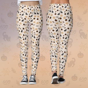 Niedliches Black Cat Pumpkin Halloween-Muster Leggings