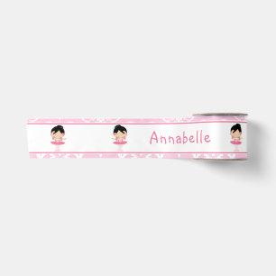 Niedliches Black Hair Ballerina-Geschenk Satinband
