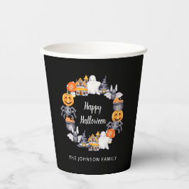 Niedliches Black Happy Halloween Illustration Part Pappbecher