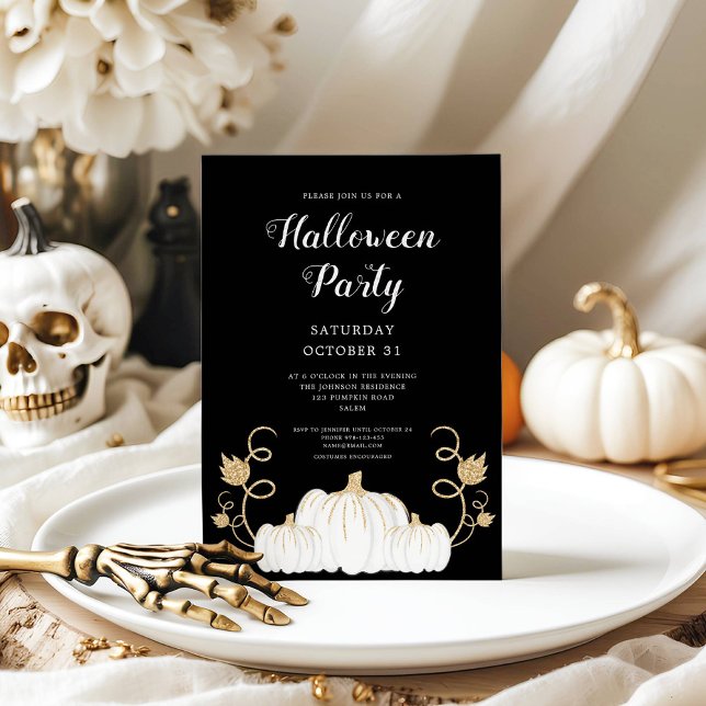 Niedliches Black Pumpkin-Halloween-Party Einladung (Cute Black Pumpkin Halloween Party Invitation)