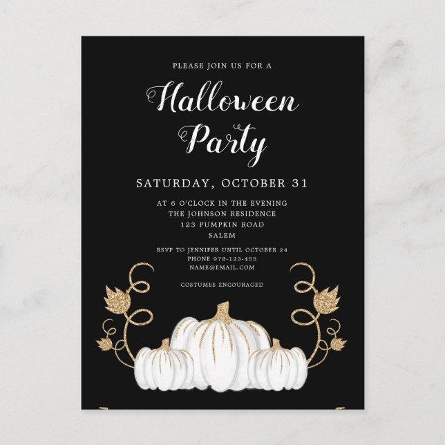 Niedliches Black Pumpkin-Halloween-Party Postkarte (Vorderseite)
