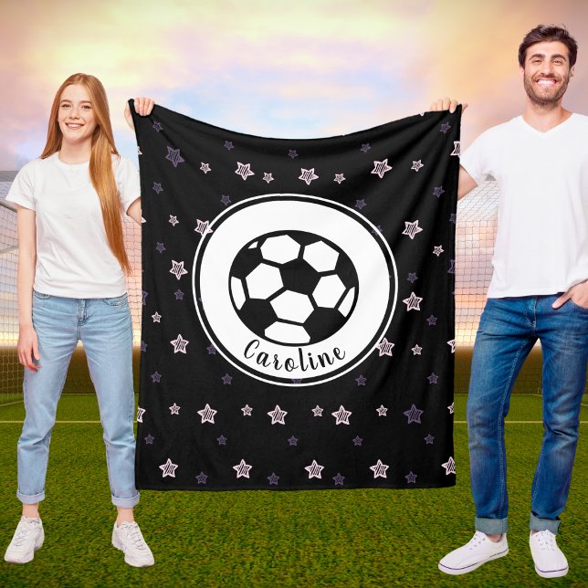 Niedliches Black Soccer Stars Muster Girl Personal Fleecedecke (Von Creator hochgeladen)