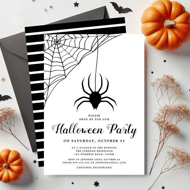 Niedliches Black Spider-Halloween-Party Einladung (Cute Black Spider Halloween Party Invitation)