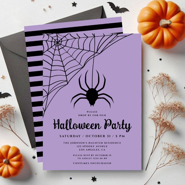 Niedliches Black Spider-Halloween-Party Einladung (Cute Black Spider Halloween Party Invitation)