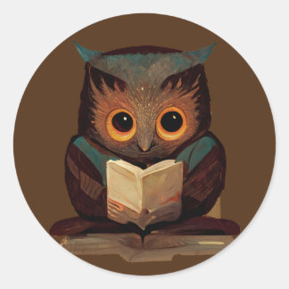 Niedliches Blatt Lesen ein Buch Runder Aufkleber