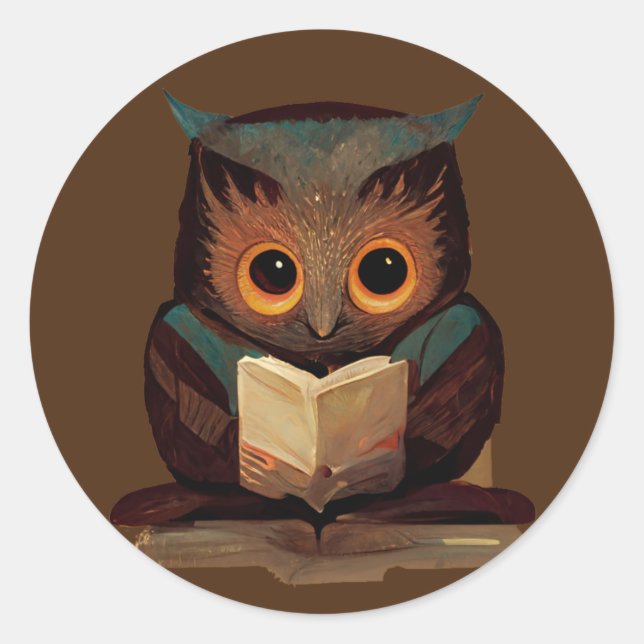 Niedliches Blatt Lesen ein Buch Runder Aufkleber (Vorderseite)