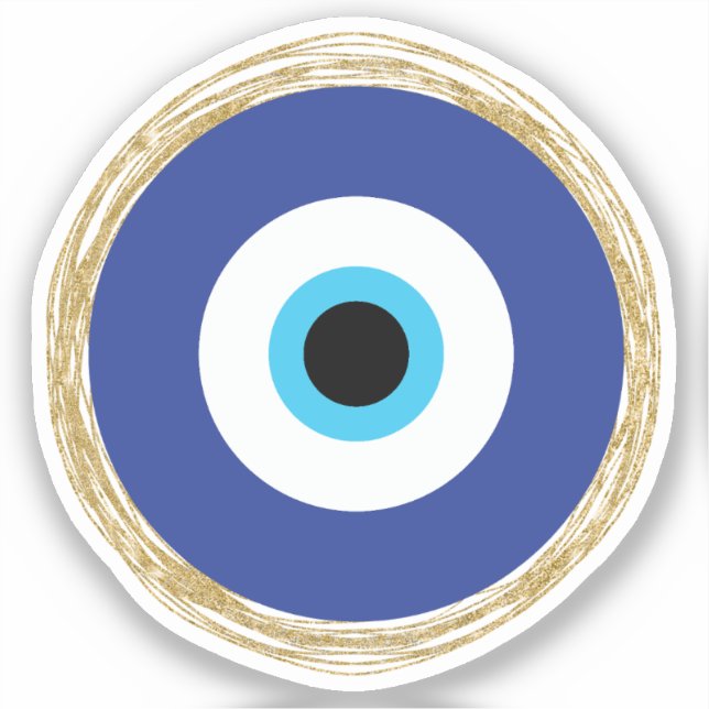 Niedliches Blau und goldenes Eye Aufkleber (Vorderseite)