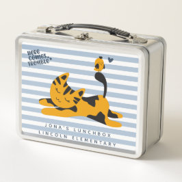 Niedliches Blau und orangefarbene Katzen - Kinder Metall Brotdose