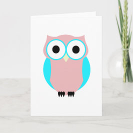 Niedliches Blau und Rosa Owl Dankeschön Karten