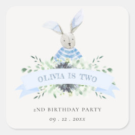 Niedliches blaues Aqua Bunny Folies jedes Alter Ge Quadratischer Aufkleber