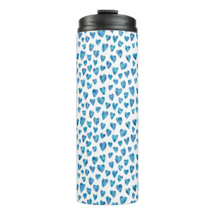 Niedliches blaues Aquarellherz Thermosbecher