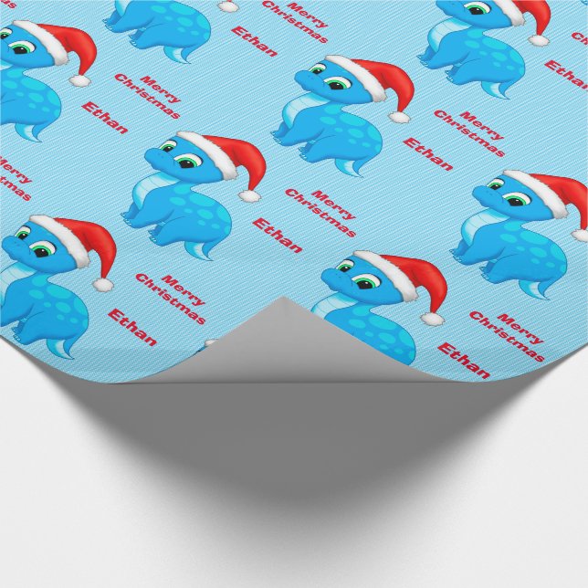 Niedliches blaues Baby Dinosour mit Geschenkpapier (Ecke)