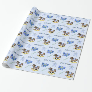 Niedliches blaues Baby-Duschen-Verpackungs-Papier Geschenkpapier