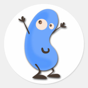 Niedliches blaues Bohnen-Monster Runder Aufkleber