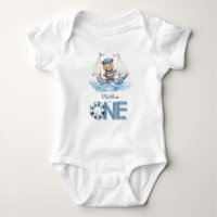 Niedliches blaues Boot Teddy Bear 1. Geburtstag