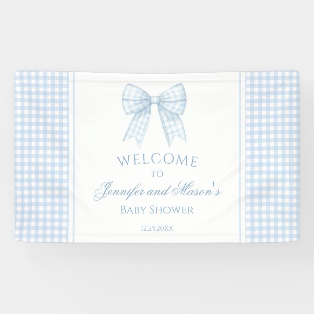 Niedliches blaues Bugband Babydusche Begrüßung Ban Banner (Horizontal)