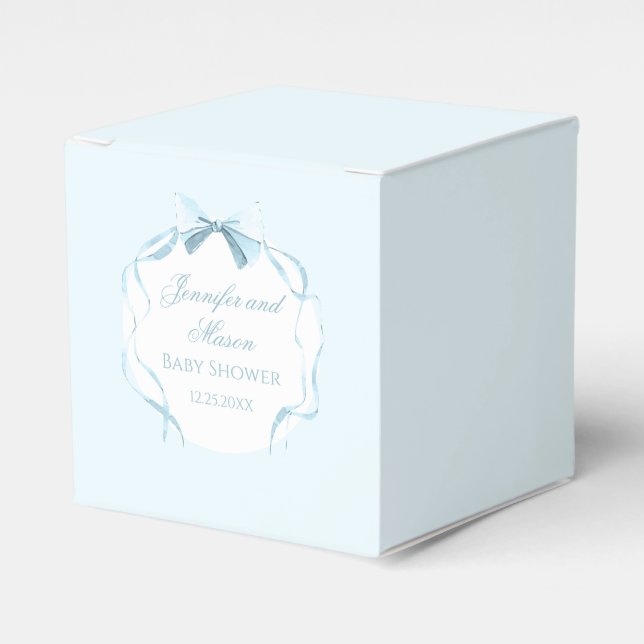 Niedliches blaues Bugband-Preppy-Boy-Babydusche Geschenkschachtel (Vorderseite)
