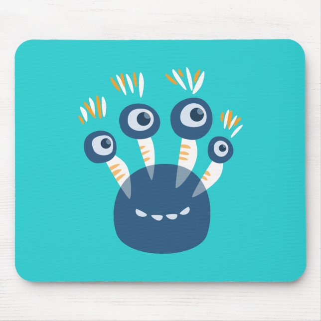 Niedliches blaues Cartoon-Monster mit vier Mousepad (Vorne)